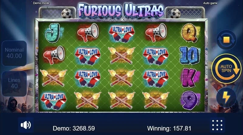 Furious Ultras - schermata di gioco principale con la tribuna